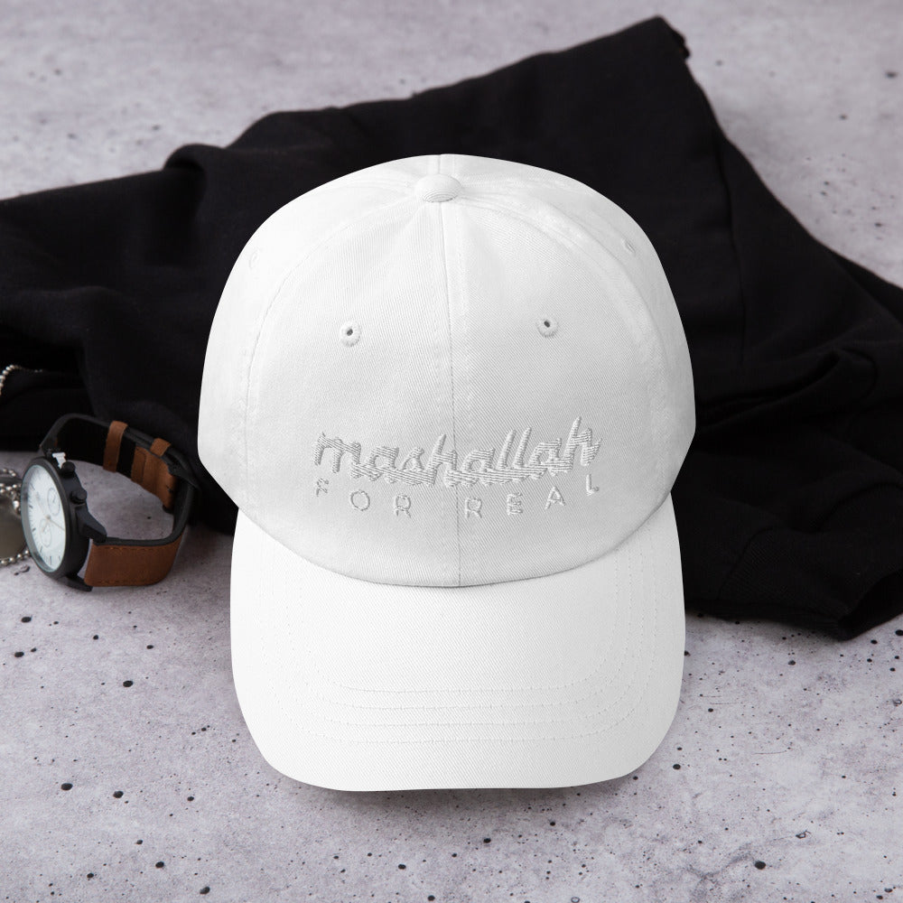 Mashallah for Real White Monochrome Dad Hat